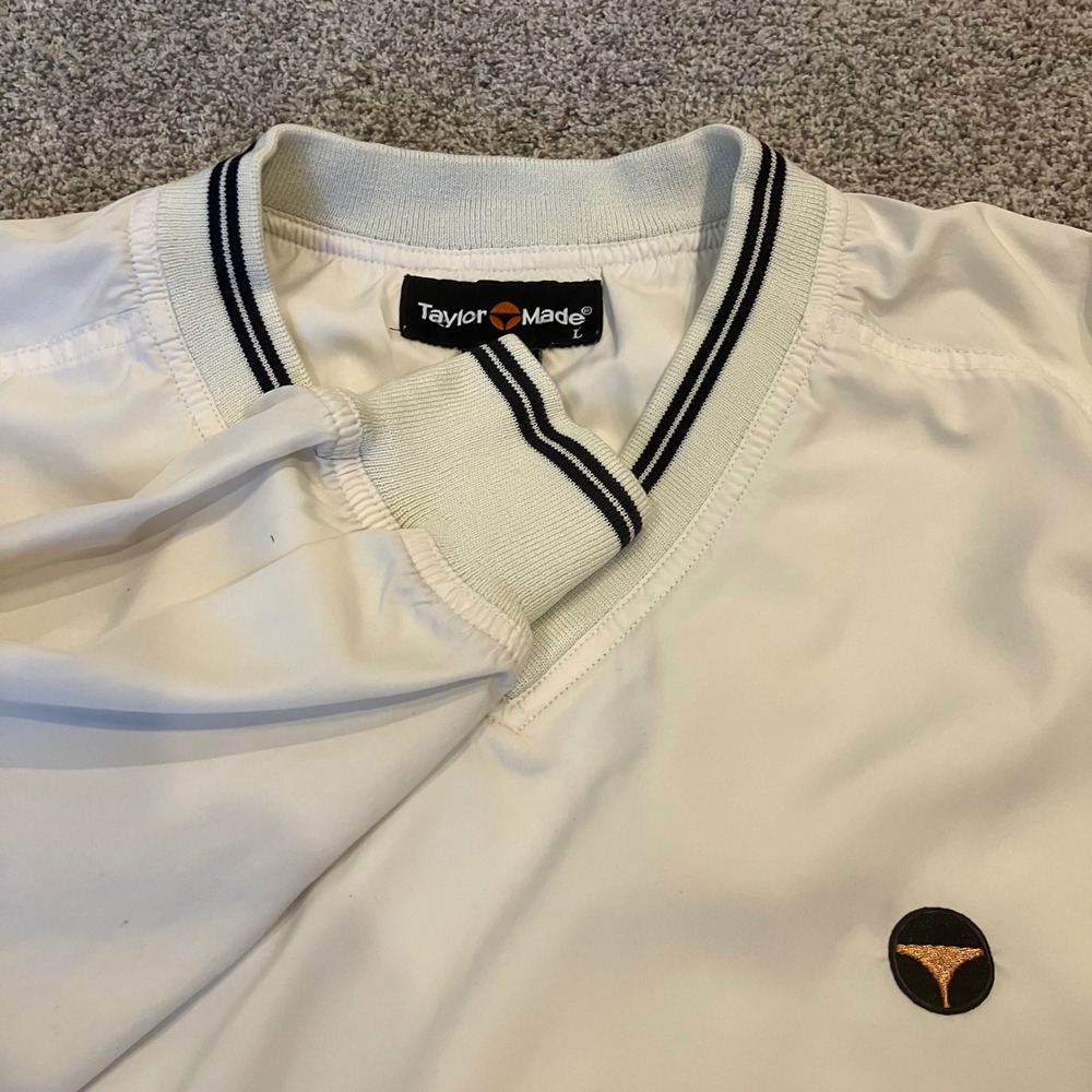 TaylorMade Golf Windbreaker Pullover V-Neck Cream Mens Large Embroidered Logo